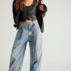 AGOLDE Outlander Belted Light Wash Baggy Denim Jeans - Size - 26